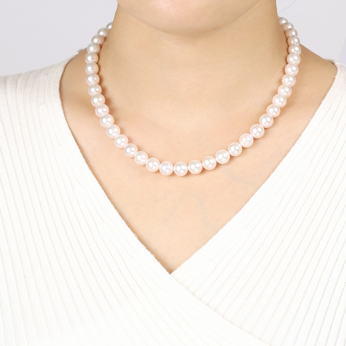 바니찌 8.5mm 아코야 해수진주 비드 목걸이 클래식