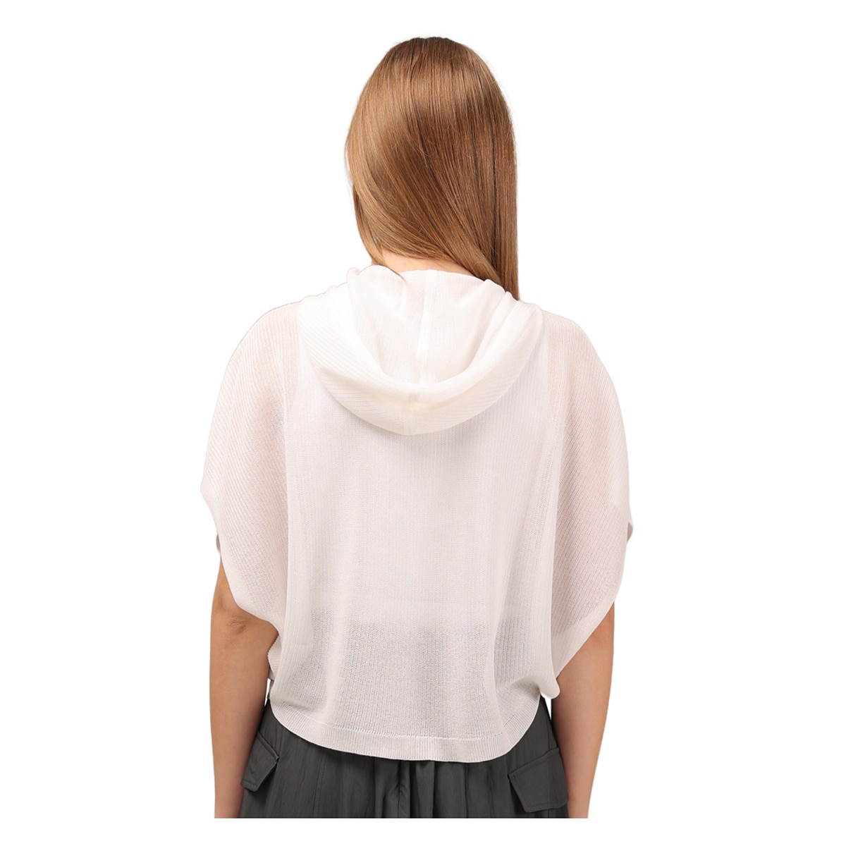 솔레지아 여성 크로셰 니트 후드 집업 케이프 - 아이보리, S/M