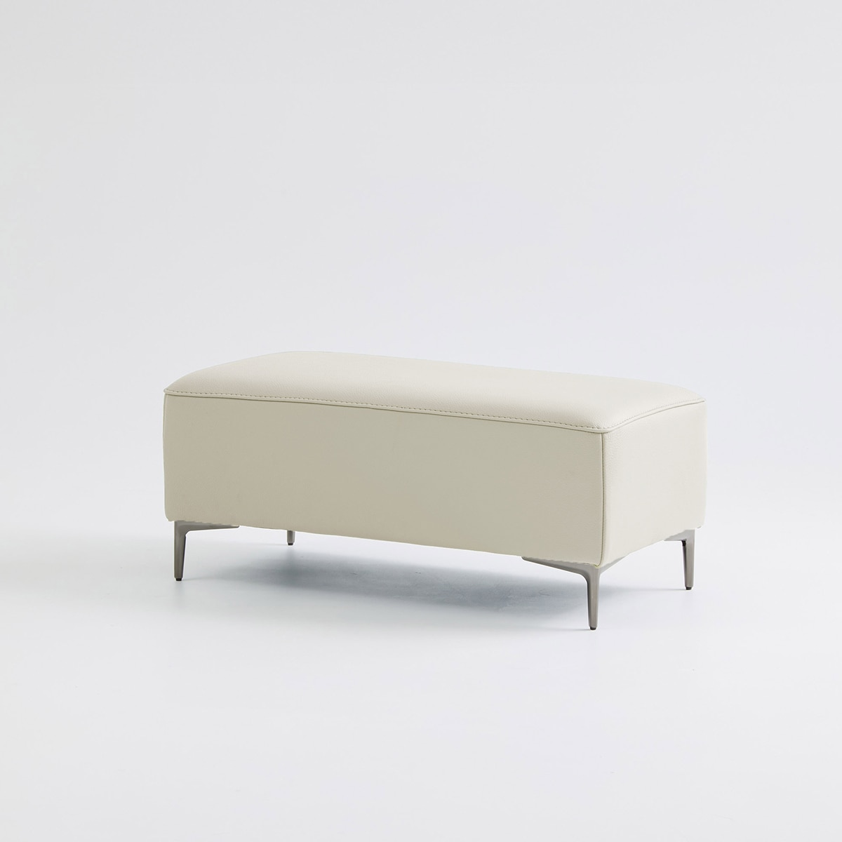 UND NA17 전체 천연 이태리 슈렁큰통가죽 보조스툴 - 크림