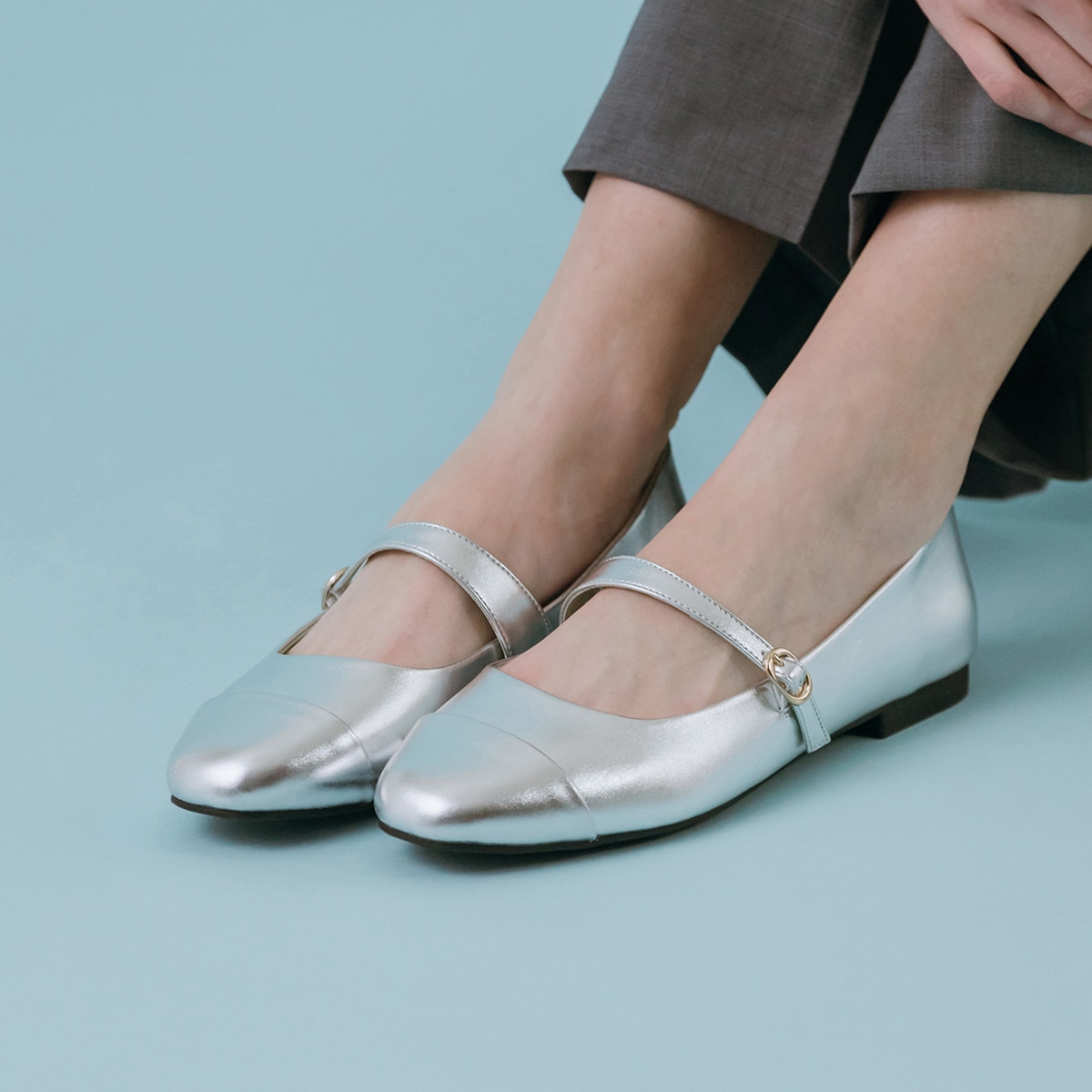 엘리자베스스튜어트 메리제인 플랫 - 실버, 235mm