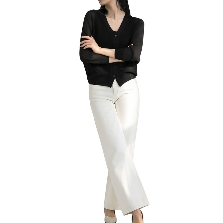 보니스팍스 여성 래글런 니트 가디건 - 블랙