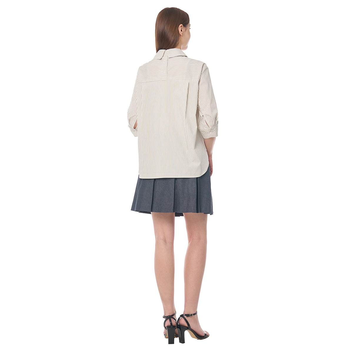 숲 여성 스트라이프 블라우스 - 베이지, S/M