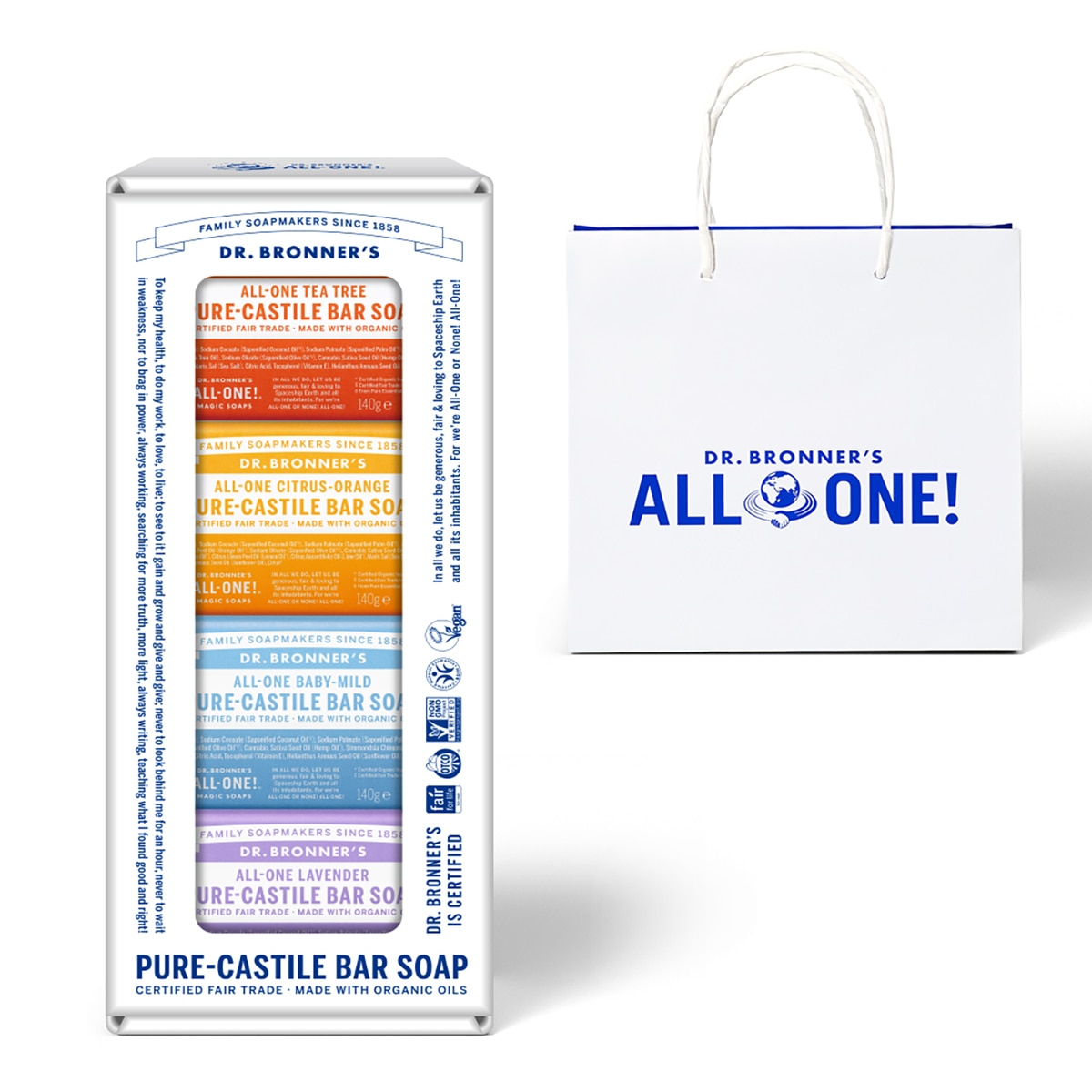 닥터 브로너스 퓨어 캐스틸 바솝 4종 세트 - 베이비 언센티드 + 라벤더 + 시트러스 + 티트리 닥터 브로너스 퓨어 캐스틸 바솝 4종 세트 - 베이비 언센티드 + 라벤더 + 시트러스 + 티트리