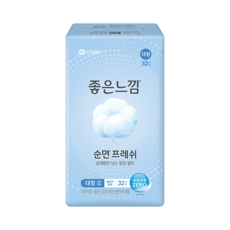 좋은느낌 좋은순면 슬림 날개 대형 32개 x 4팩