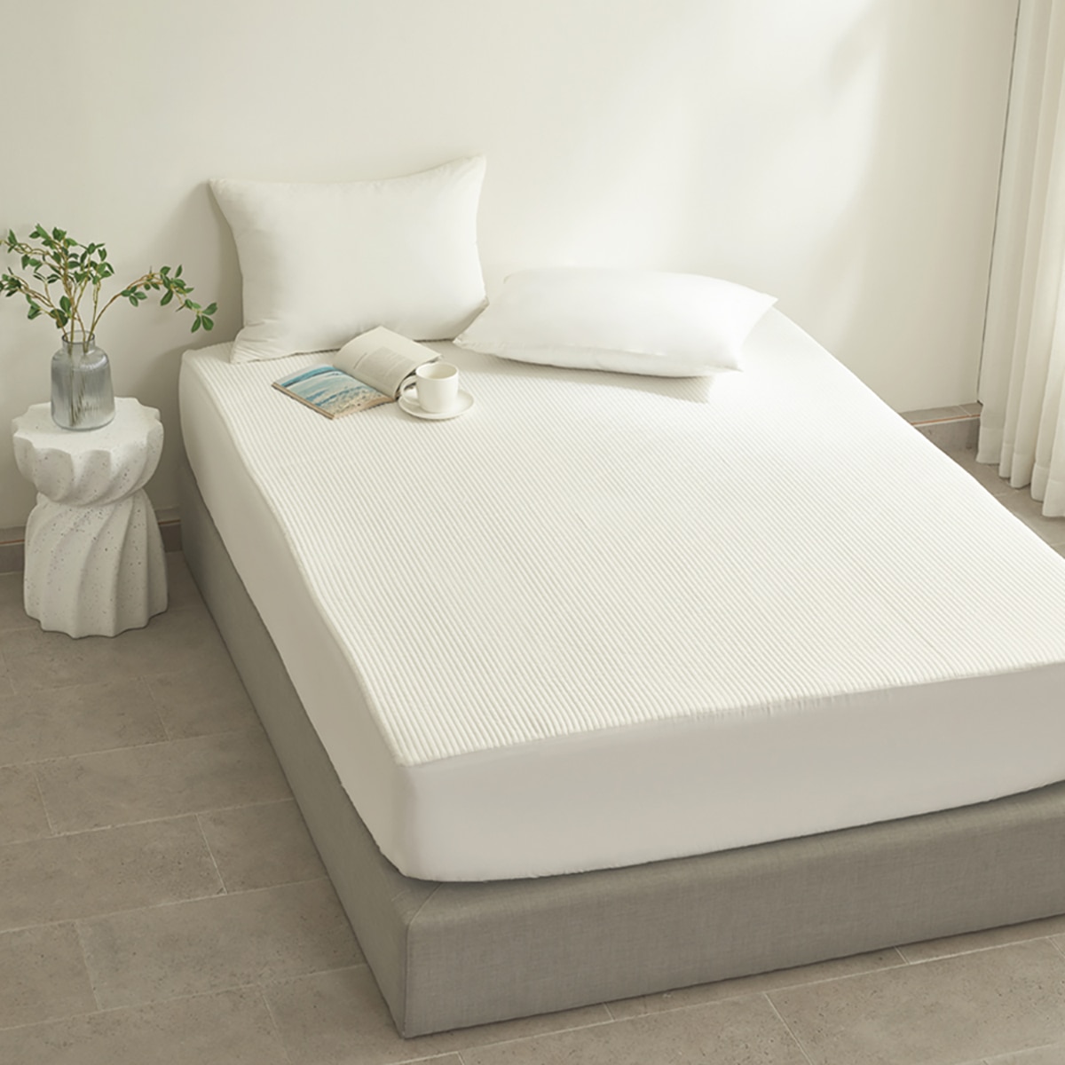 루마인 홈 순면 방수 매트리스 커버 - 퀸, 아이보리