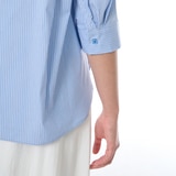 숲 여성 스트라이프 블라우스 - 블루