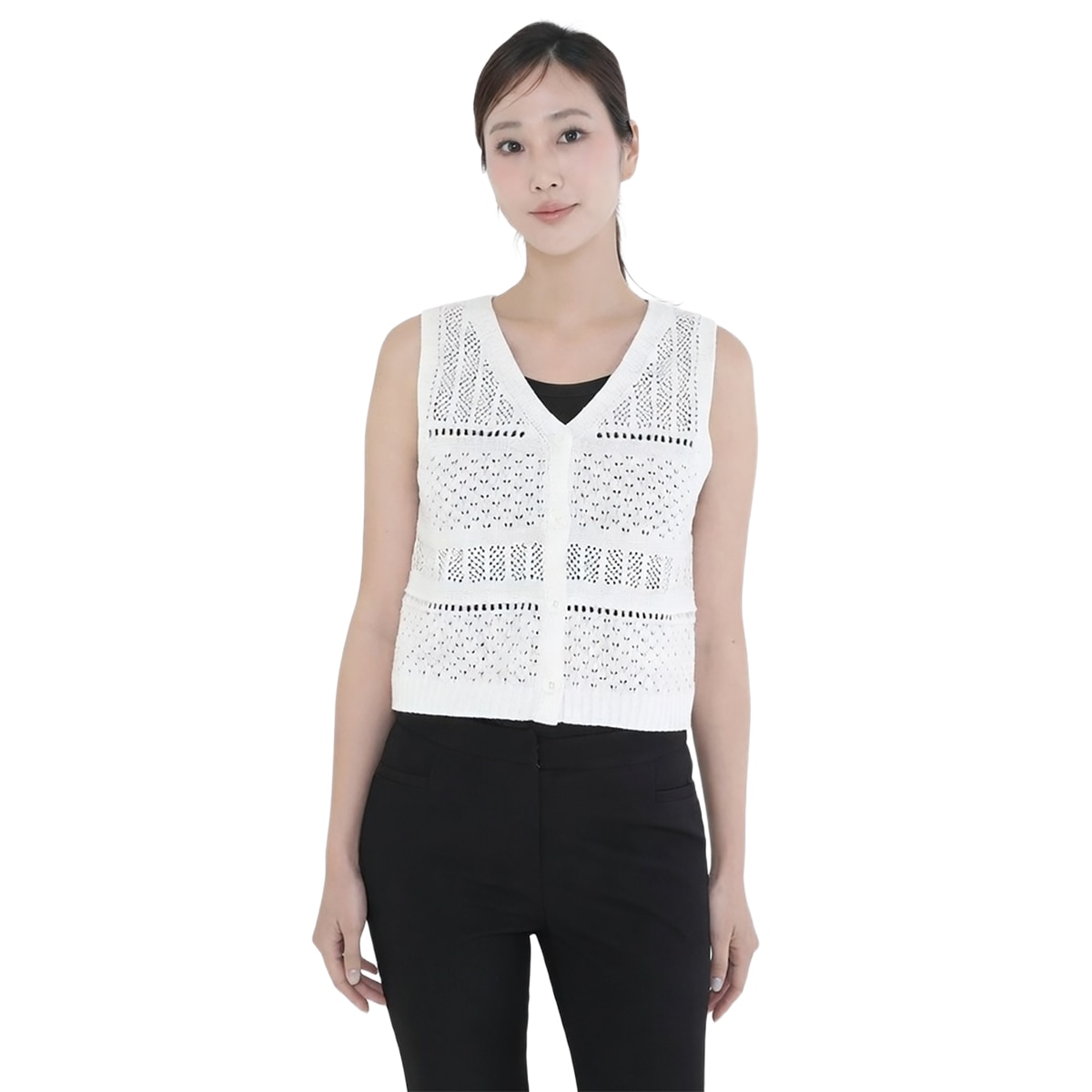베네뜨 여성 크로셰 니트 베스트