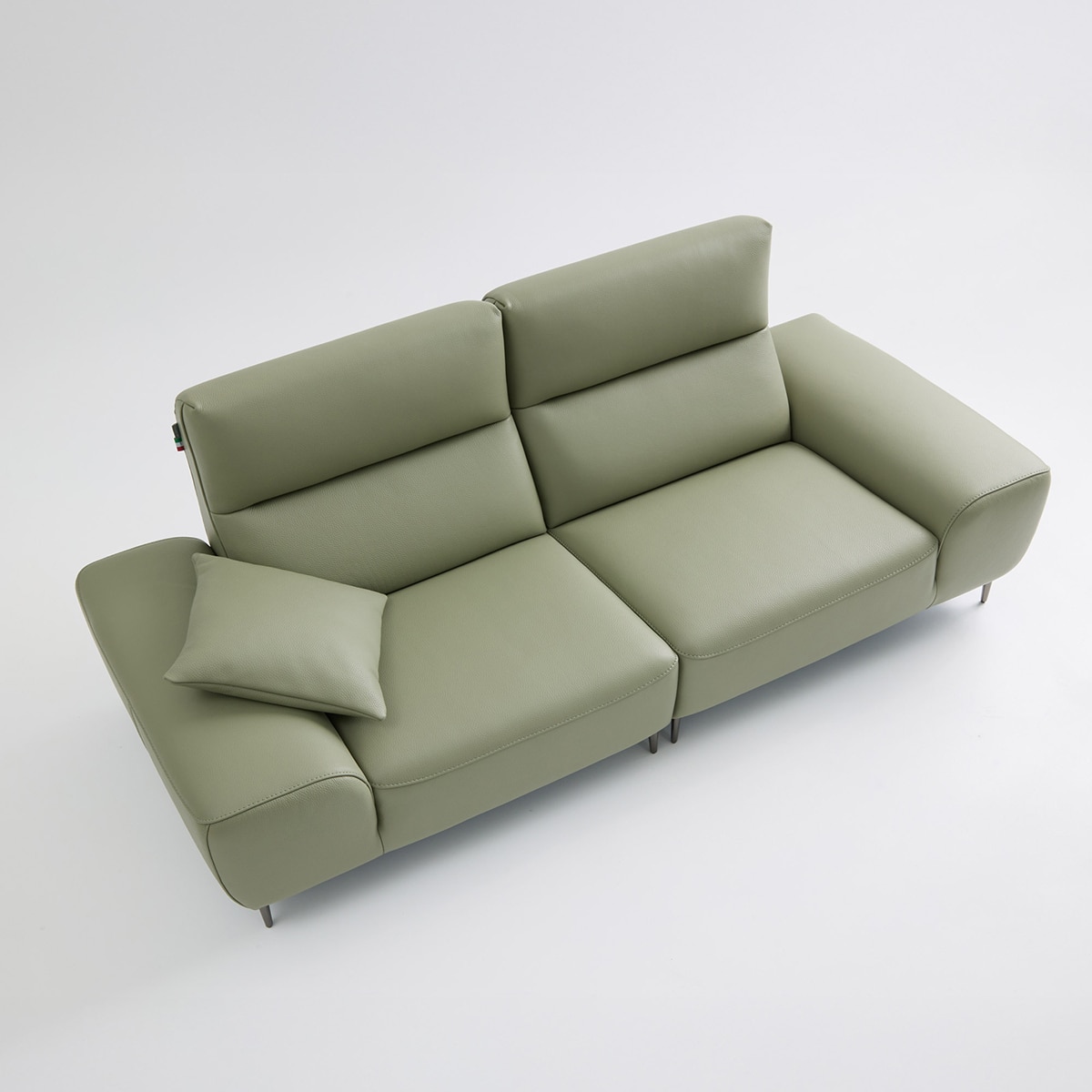 UND NA17 전체 천연 이태리 슈렁큰통가죽 3.5인 소파 - 올리브그린