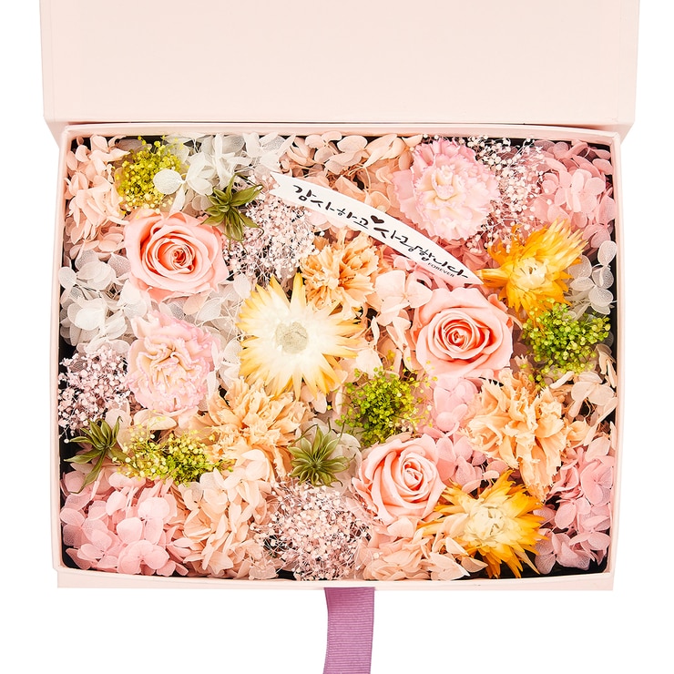 카네이션 프리저브드 플라워박스 - 옐로우