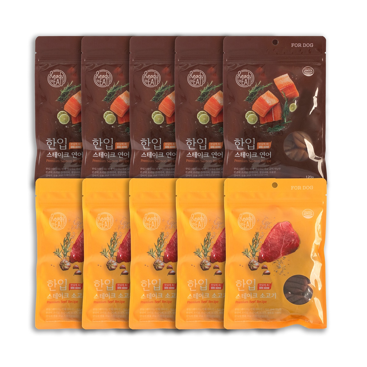 애견용 한입 스테이크 120g x 10 - 소고기 & 연어