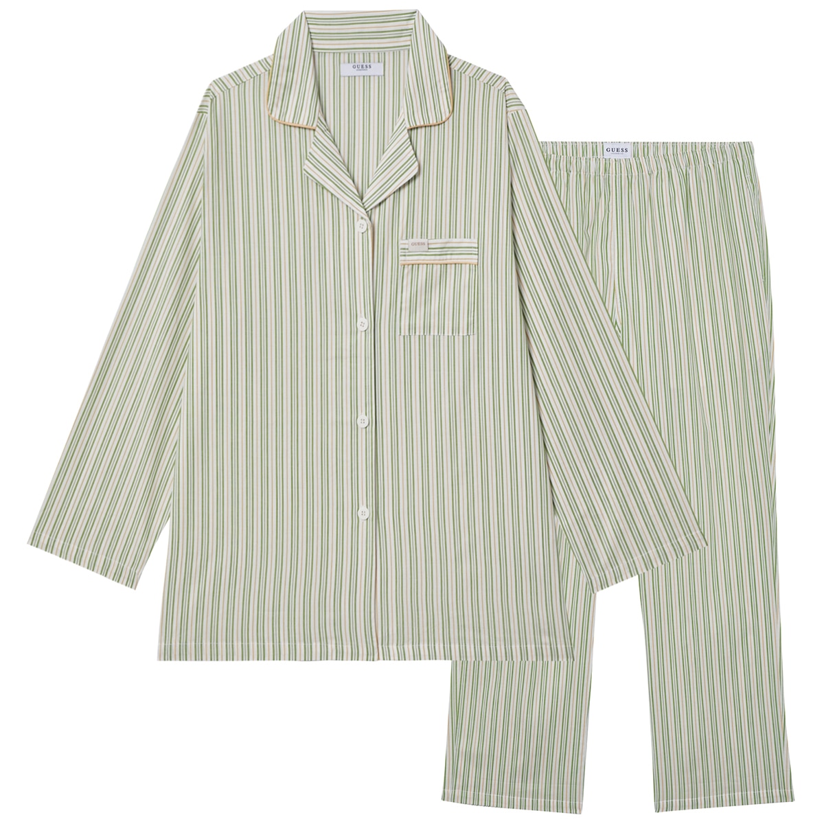 게스 여성 코튼 파자마 세트 - 리프 스트라이프