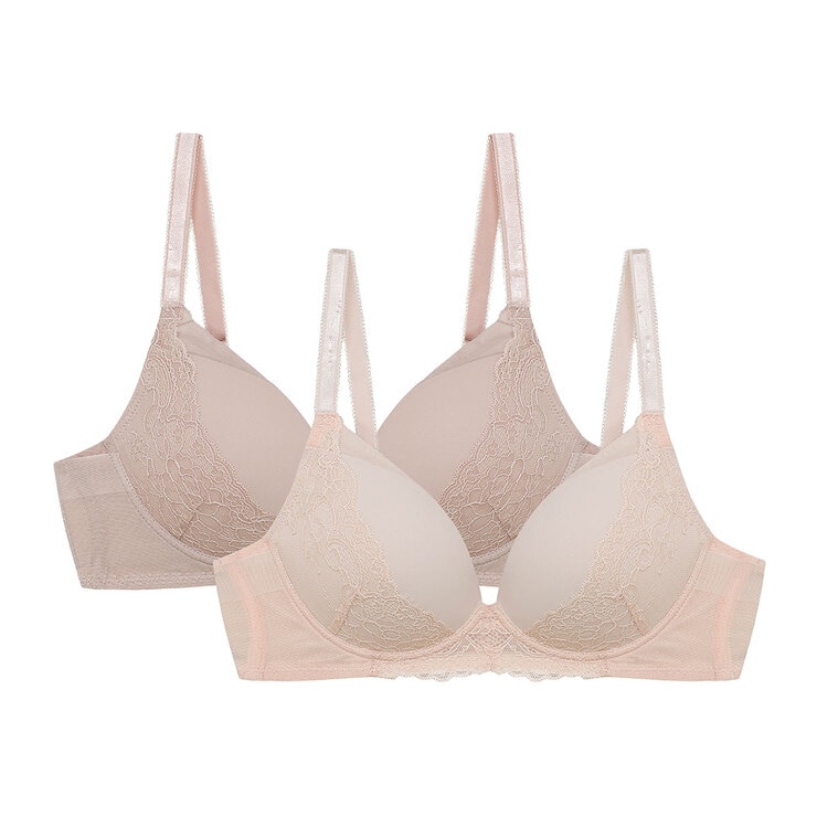 비너스 노와이어 메모리 소프트핏 브라 2매 - 라이트베이지/핑크베이지