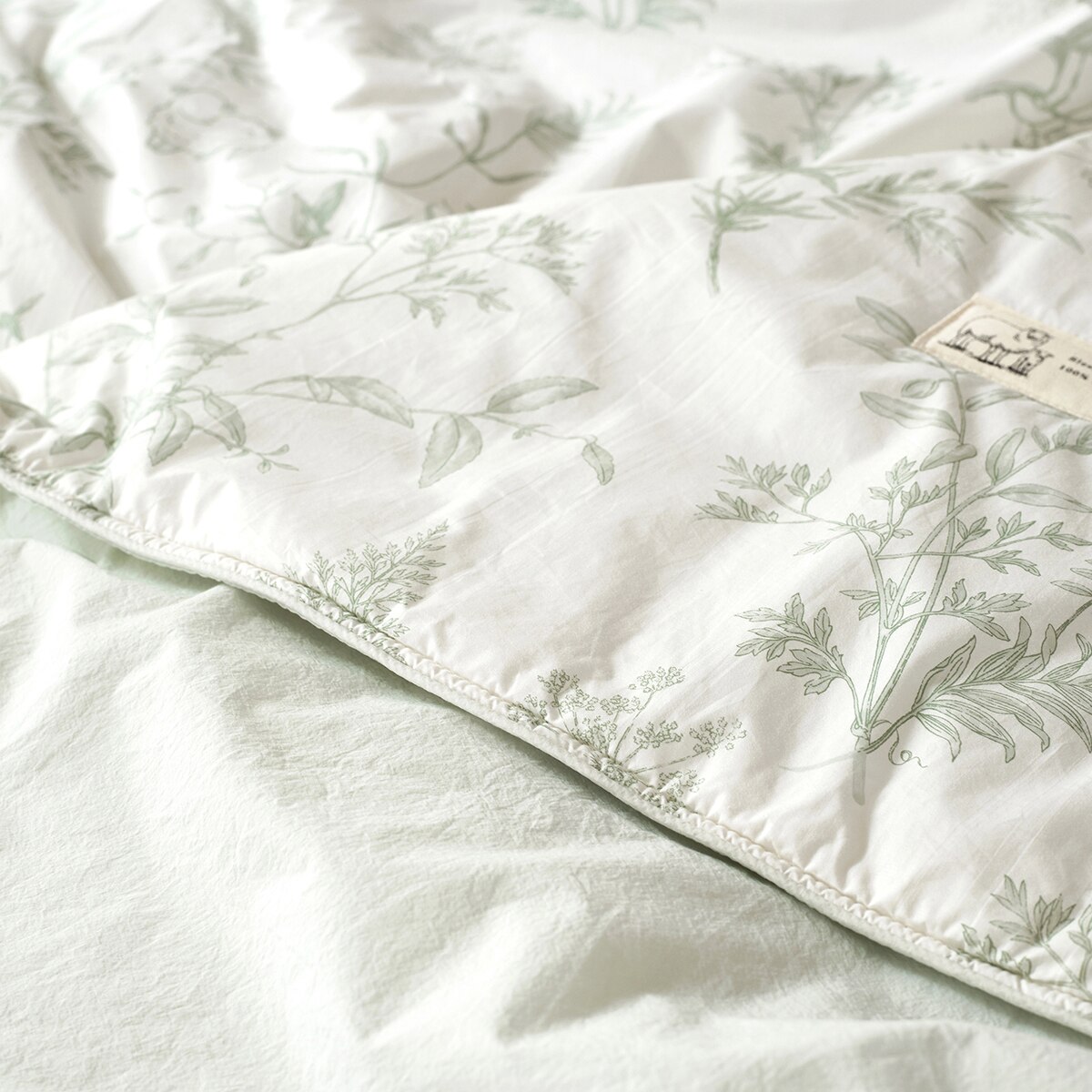 April At Home 80수면 프린트 파이핑 양모이불 - 퀸, 그린 April At Home 80수면 프린트 파이핑 양모이불 - 퀸, 그린