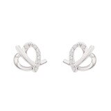 총 0.05 캐럿 다이아몬드 14K 금 귀걸이 - 화이트 골드