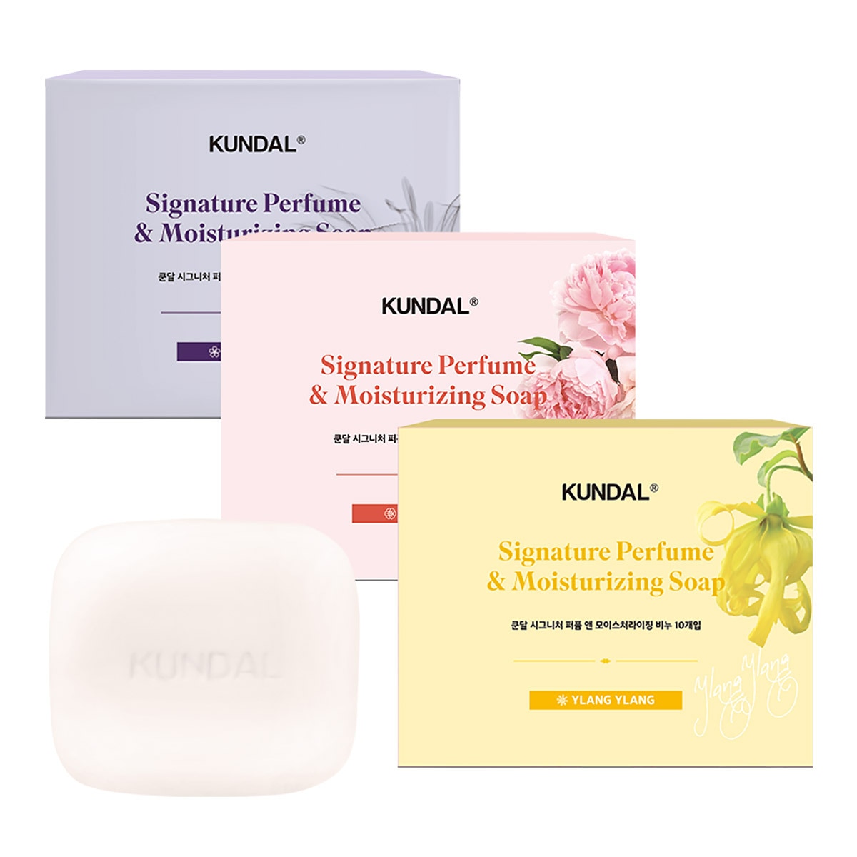쿤달 퍼퓸 모이스처라이징 비누 100g x 10개 x 3 - 화이트머스크 + 스위트피오니 + 일랑일랑