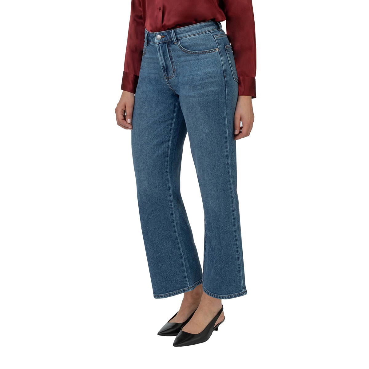 웰원 여성 스트레이트 앵클 데님