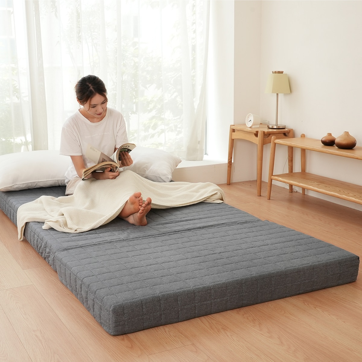 라이즈루첸 3단 접이식 매트리스 15cm - 슈퍼싱글, 스모키 차콜