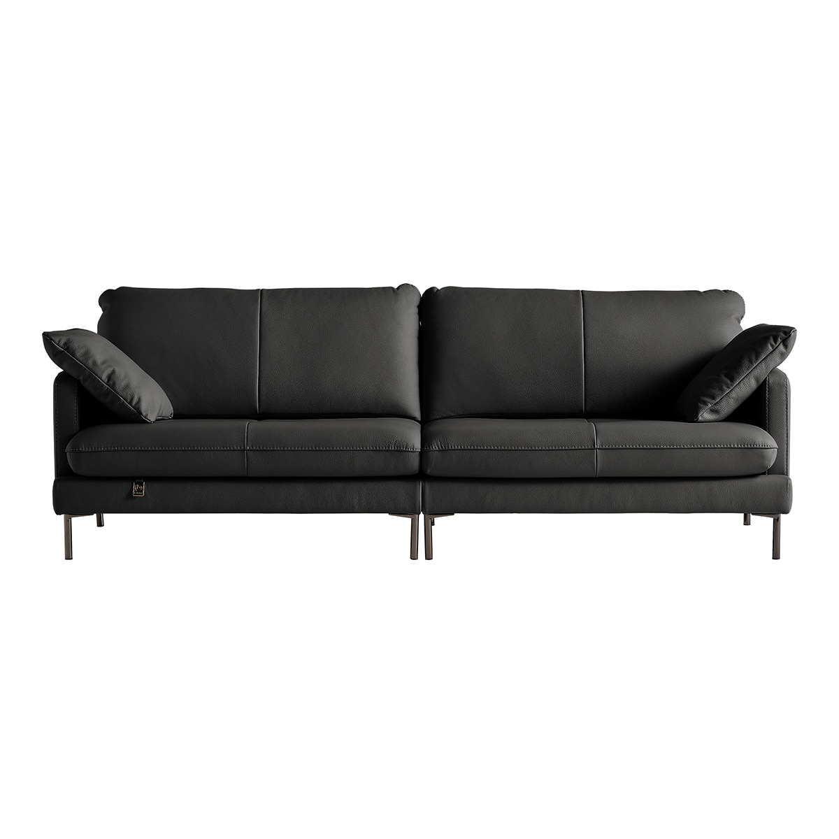 다우닝 코지 전체 천연가죽 소파 3.5인 - 블랙