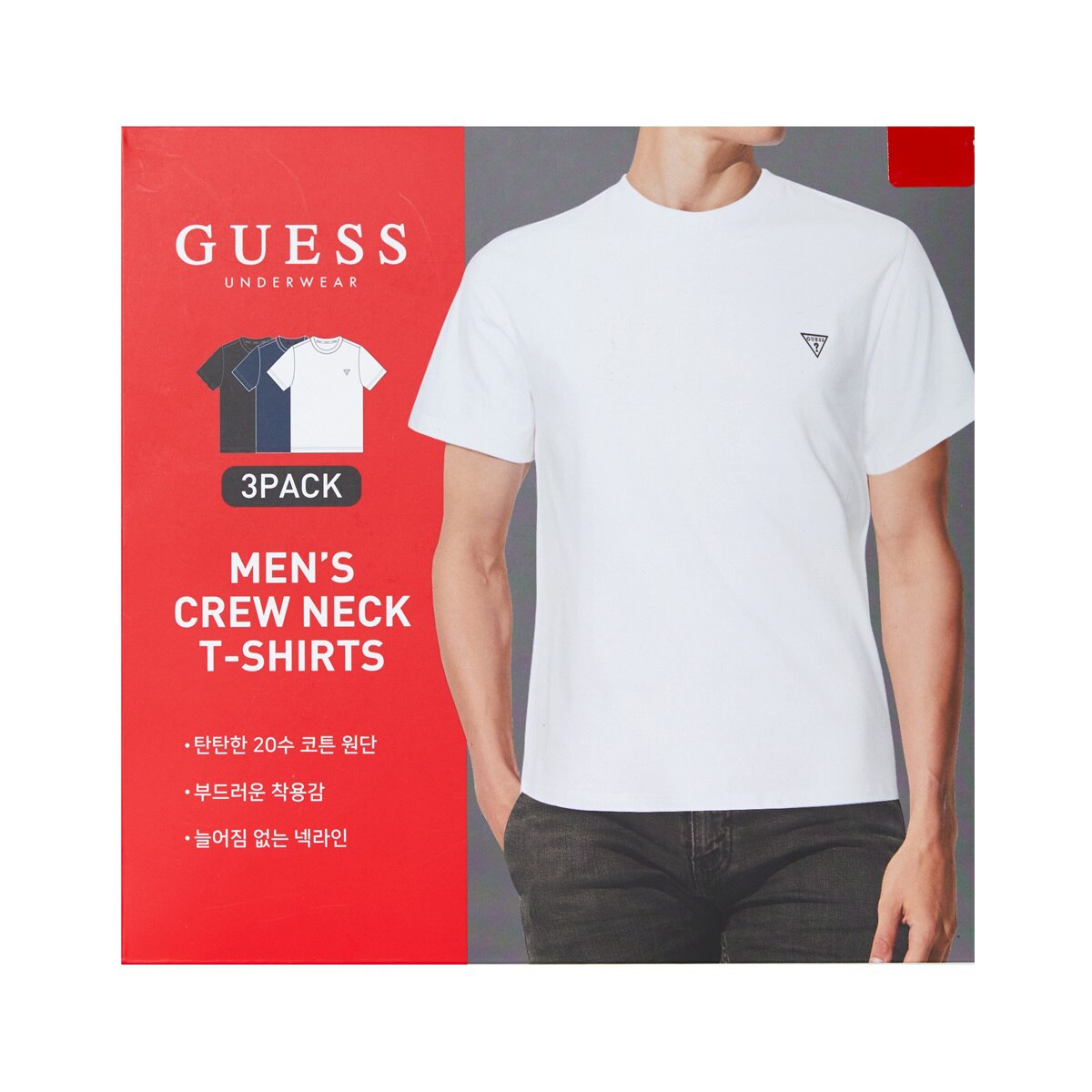 게스 남성 크루 티셔츠 3 매