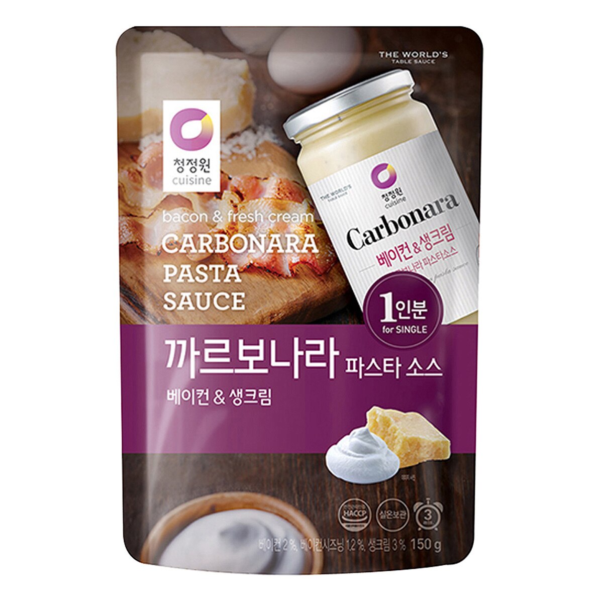 청정원 파스타소스 파우치 10개 - 까르보나라 스파게티 소스 150g x 10