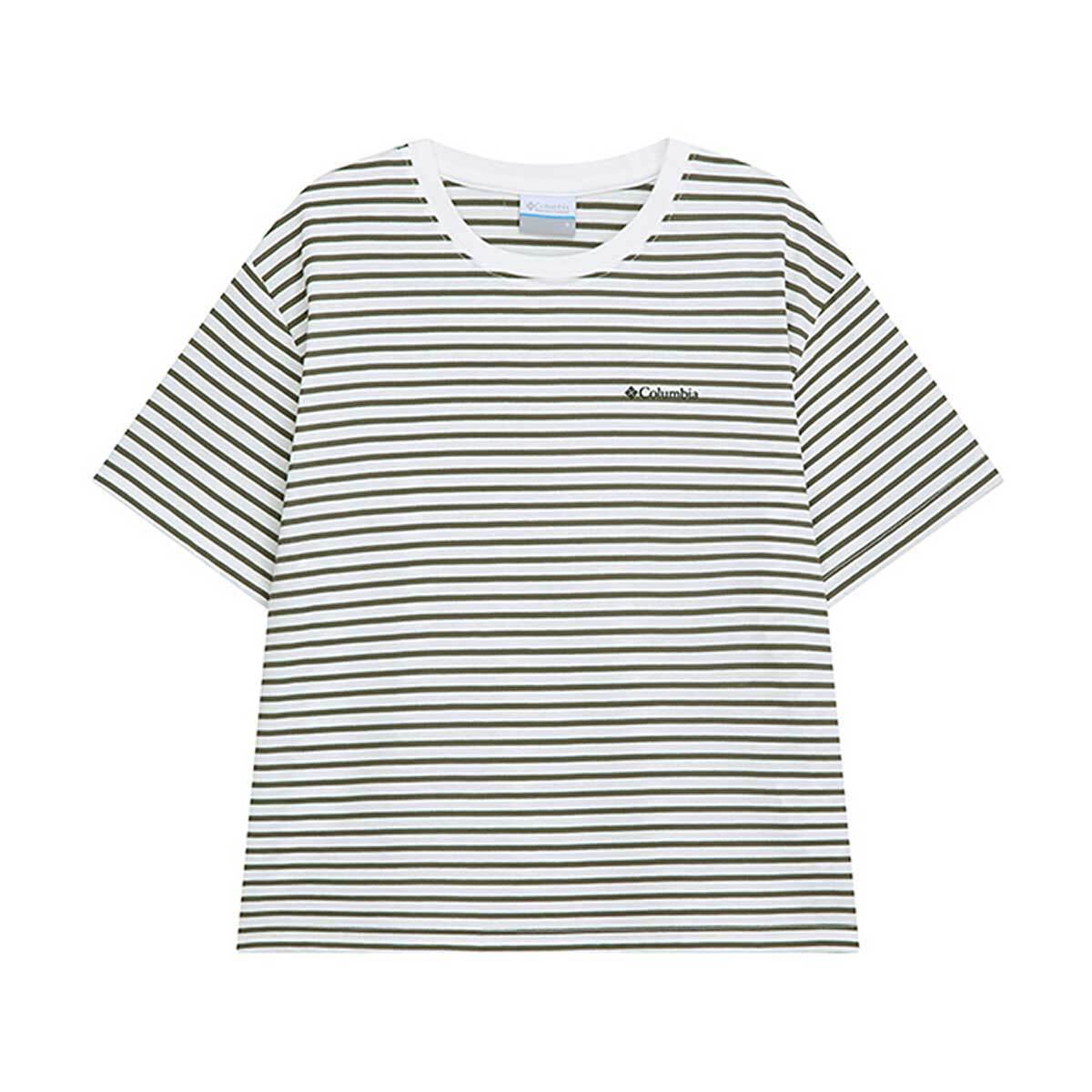 컬럼비아 여성 스트라이프 티셔츠 - 카키, S