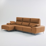 UND NA17 전체 천연 이태리 슈렁큰통가죽 4인 소파+보조스툴 - 허니브라운