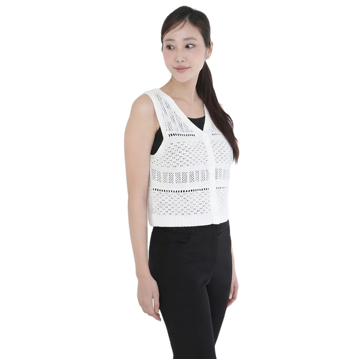 베네뜨 여성 크로셰 니트 베스트 - 아이보리, L