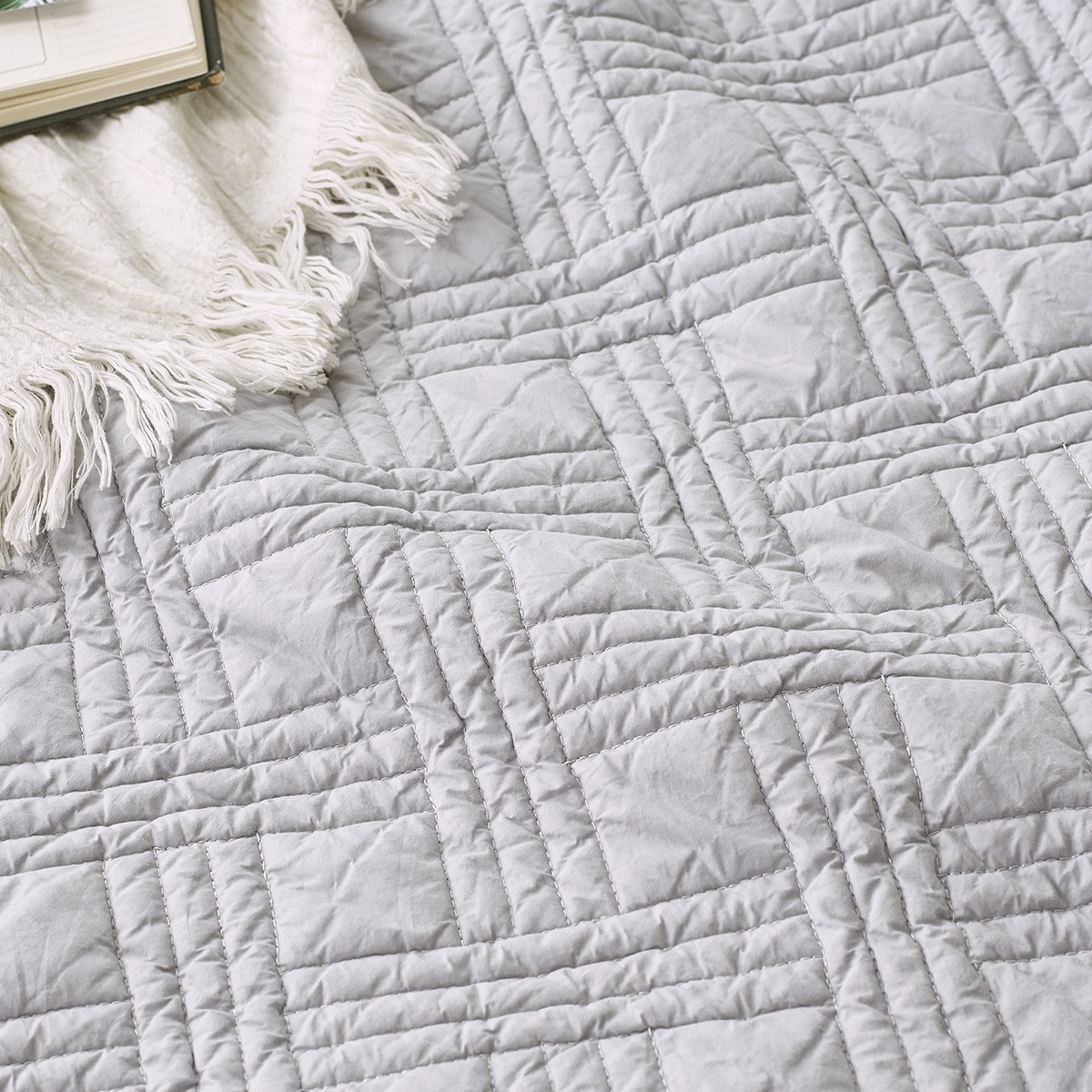 박홍근홈패션 워싱면 양모 스프레드 - 싱글, 그레이