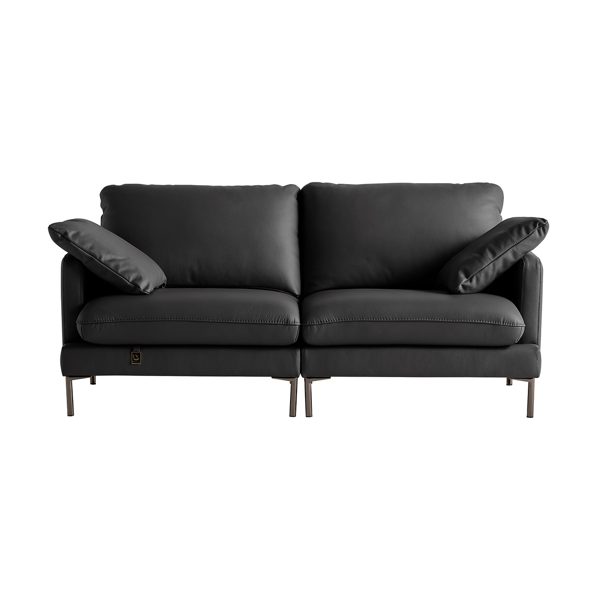 다우닝 코지 전체 천연가죽 소파 3인 - 블랙