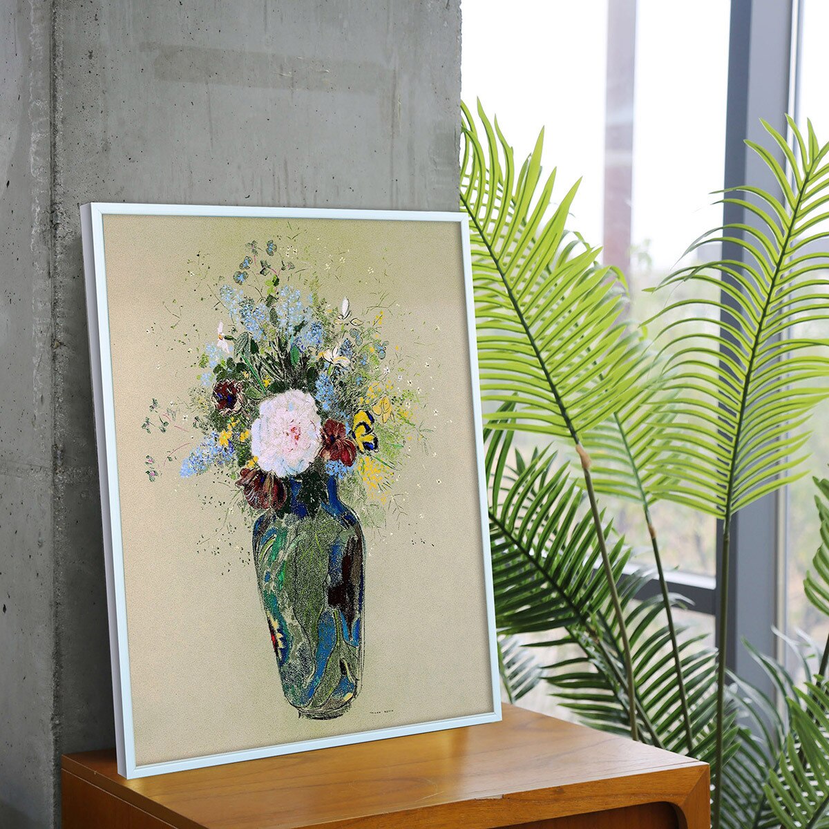 지클레 그림 액자 60x50cm - 오딜롱 르동, 꽃이 있는 꽃병