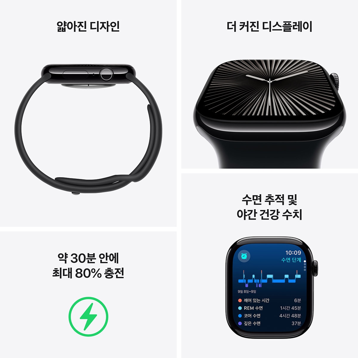Apple 워치 10 46mm 제트블랙 블랙 스포츠 밴드 - S/M