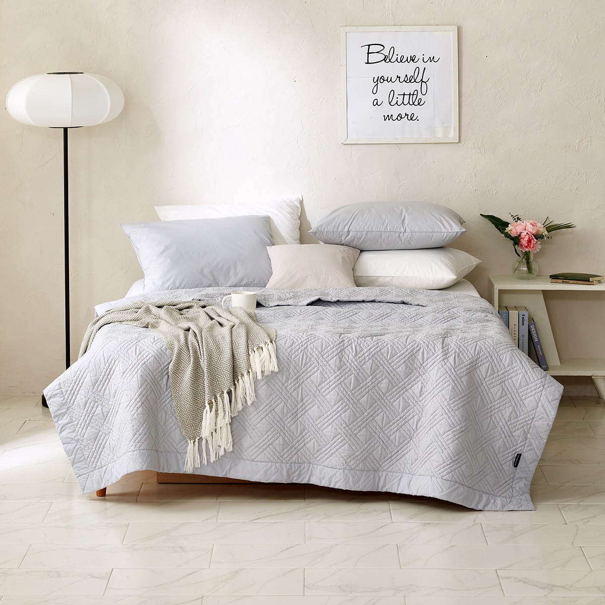 박홍근홈패션 워싱면 양모 스프레드 - 퀸, 그레이