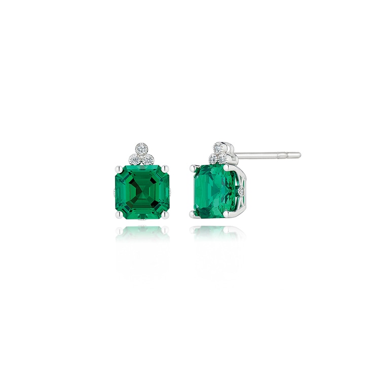 VANICH 0.0576ctw Synthetic Emerald Earring Royal Square 686391