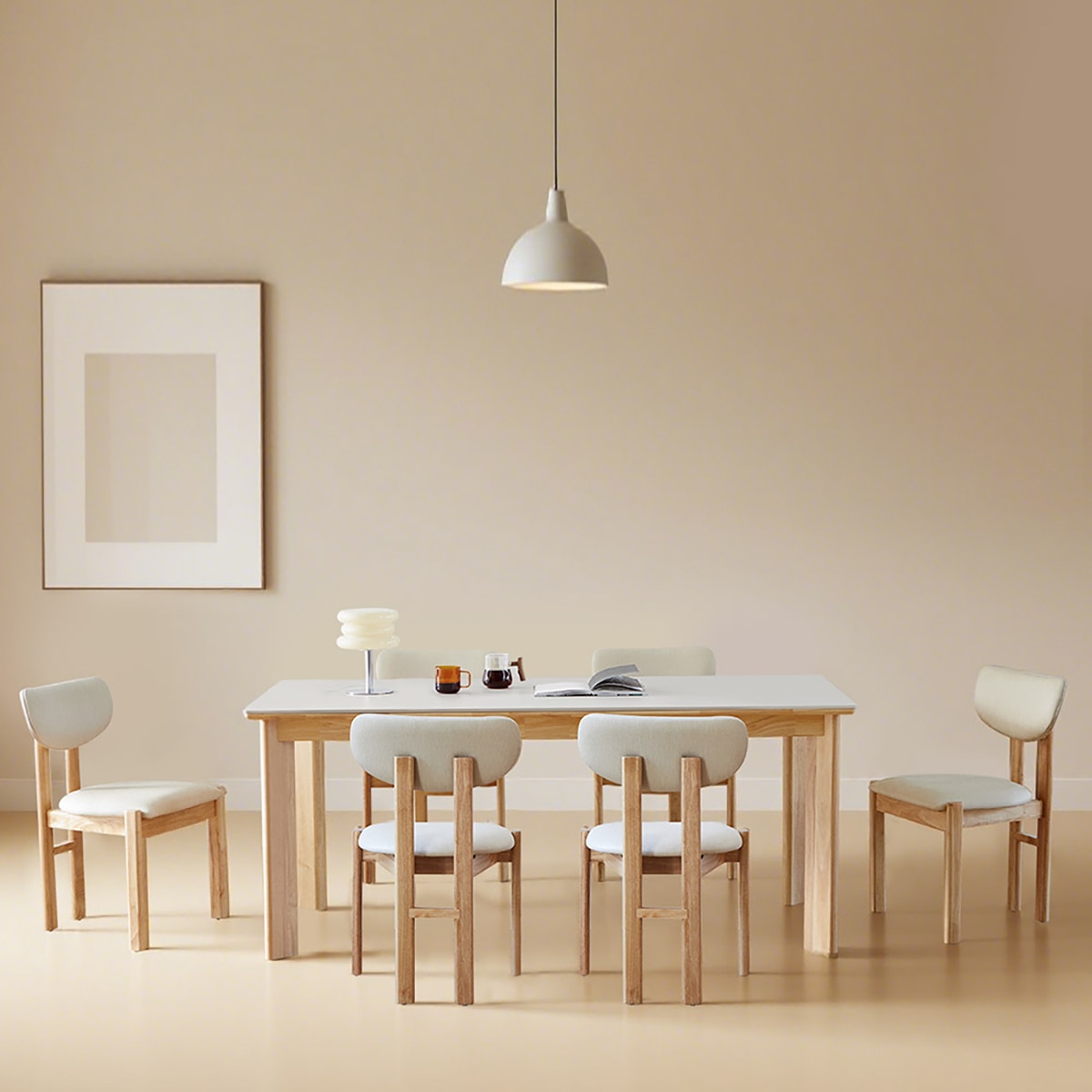 헤이지 세라믹 식탁 세트 6인 - 내츄럴 헤이지 세라믹 식탁 세트 6인 - 내츄럴