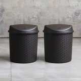 바스클립 라탄 플립형 키친 쓰레기통 21L 2개 - 브라운