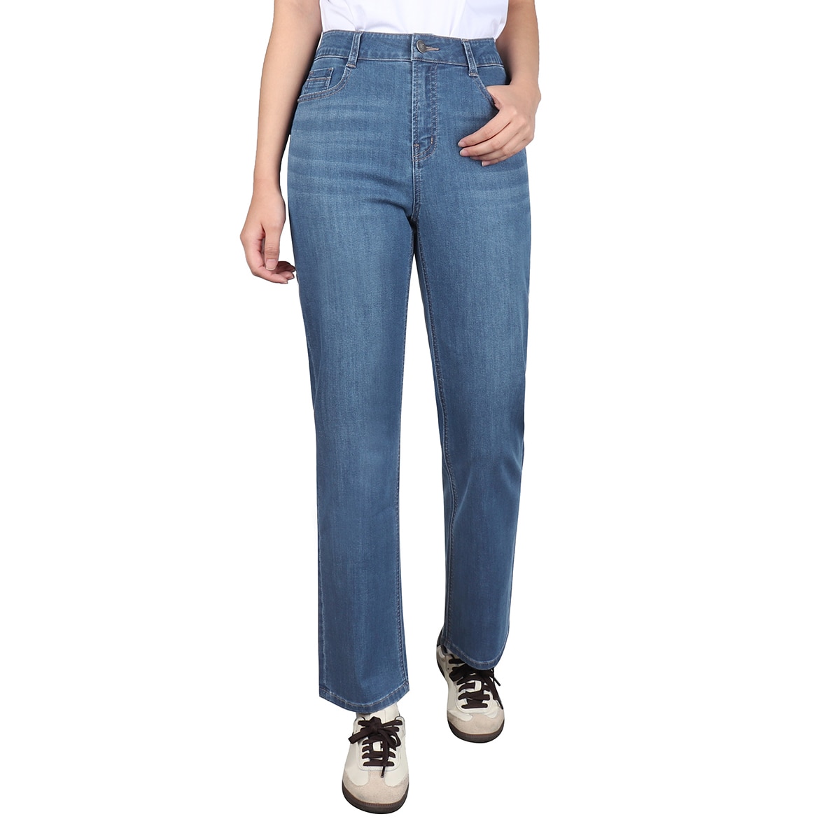 케네스콜 여성 저온스 루즈 스트레이트핏 청바지 - 라이트 인디고, 79(30)