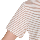 게스 여성 크루넥 반소매 스트라이프 티셔츠 - 베이지