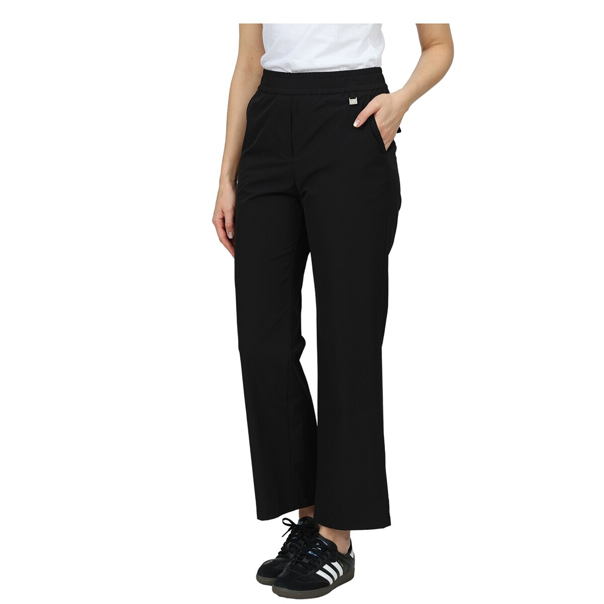 안지크 여성 와이드 밴딩 팬츠 - 블랙, S 안지크 여성 와이드 밴딩 팬츠 - 블랙, S