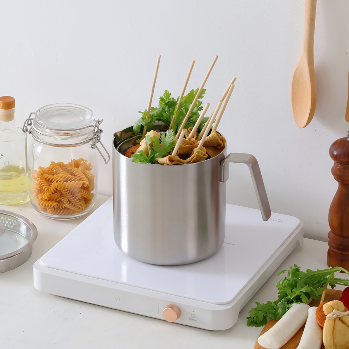 쿡에버 통 3중 멀티 파스타팟 16cm (채망 포함)