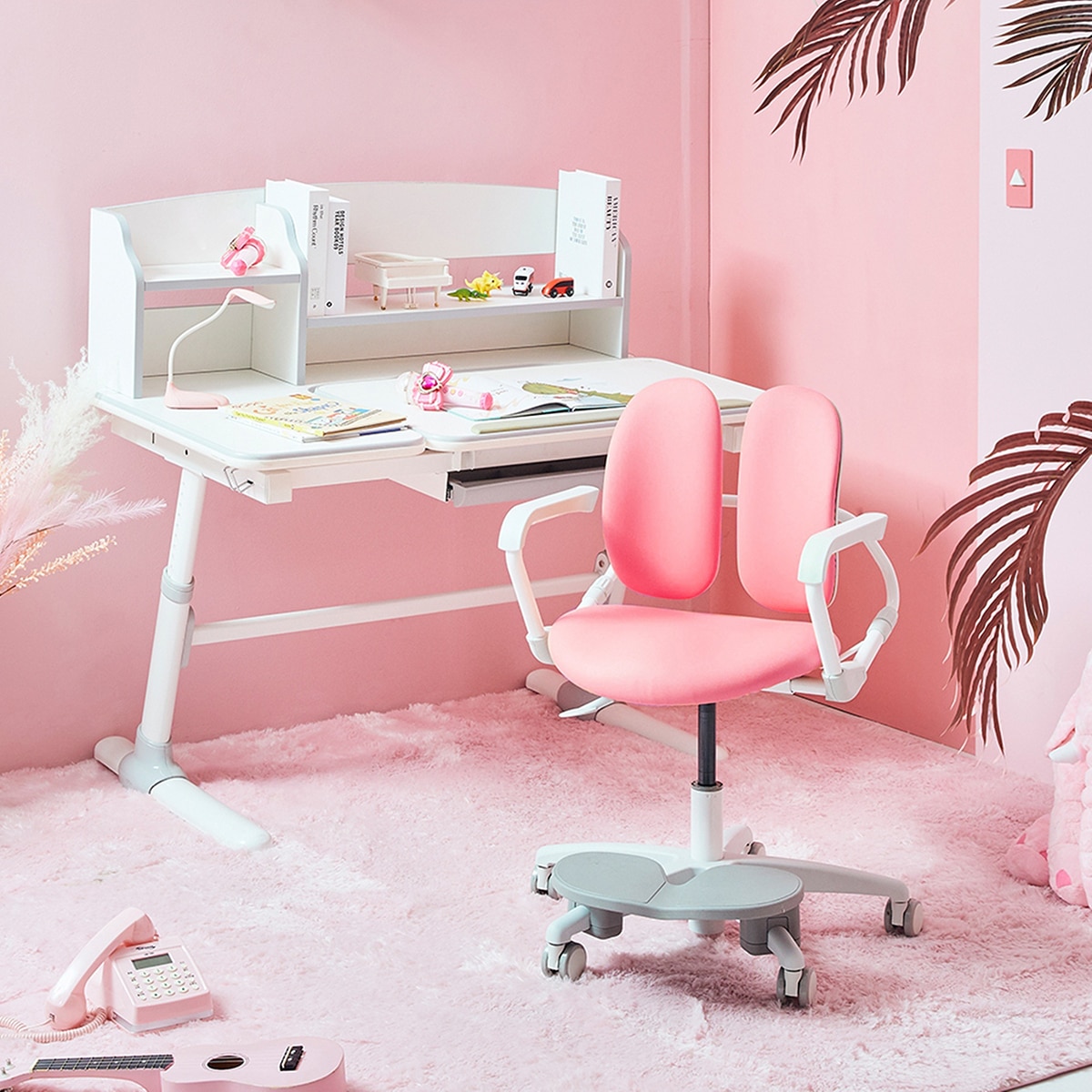 듀오백 아동의자 - 마일드 핑크, 고정중심봉 듀오백 아동의자 - 마일드 핑크, 고정중심봉