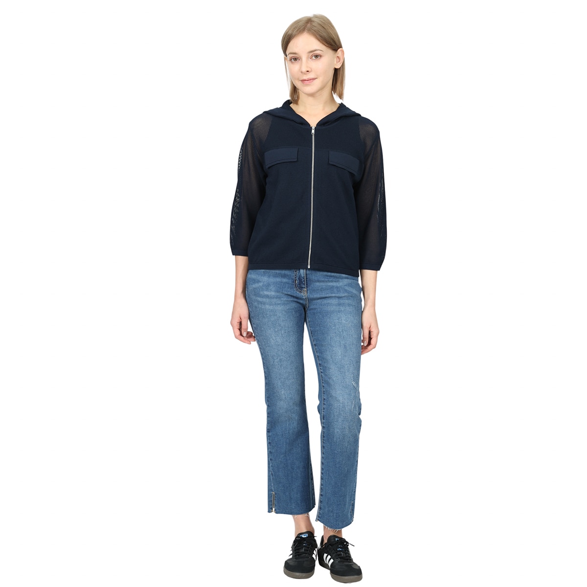 안지크 여성 니트 후드 재킷