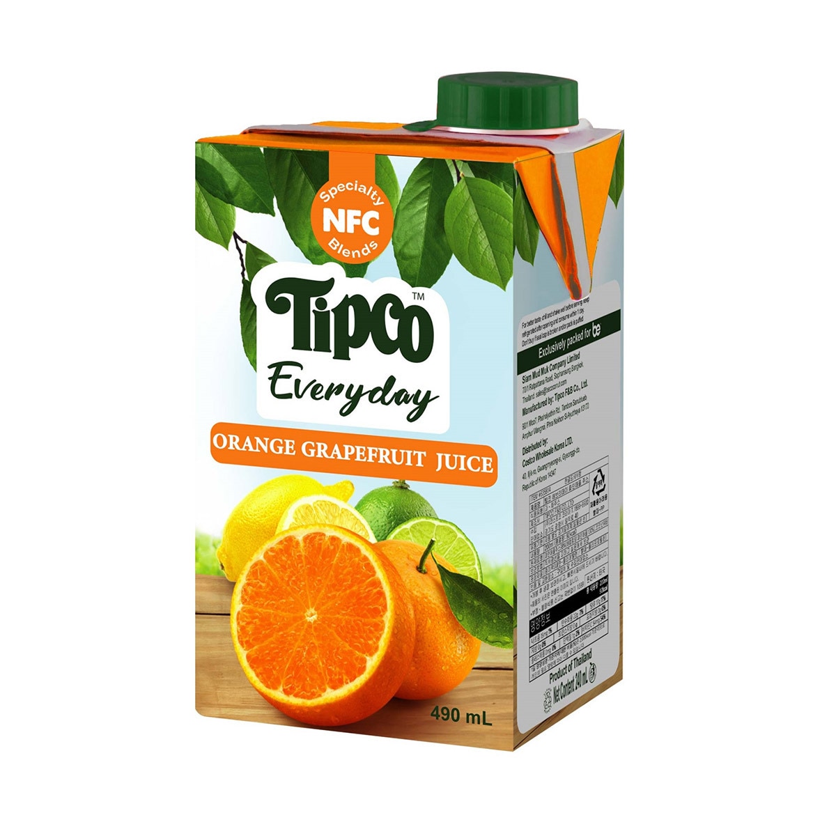 TIPCO 오렌지자몽착즙주스 490ml x 12
