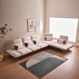 라클라우드 안단테 스윙 기능성패브릭 6인 코너소파 - 오트밀 베이지+카라멜 브라운