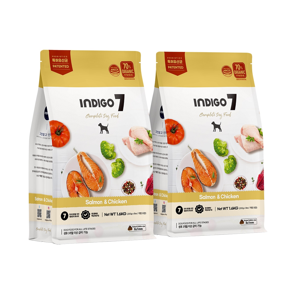 인디고 세븐 반려견 사료 1.6kg x 2 - 연어 & 닭고기(S)