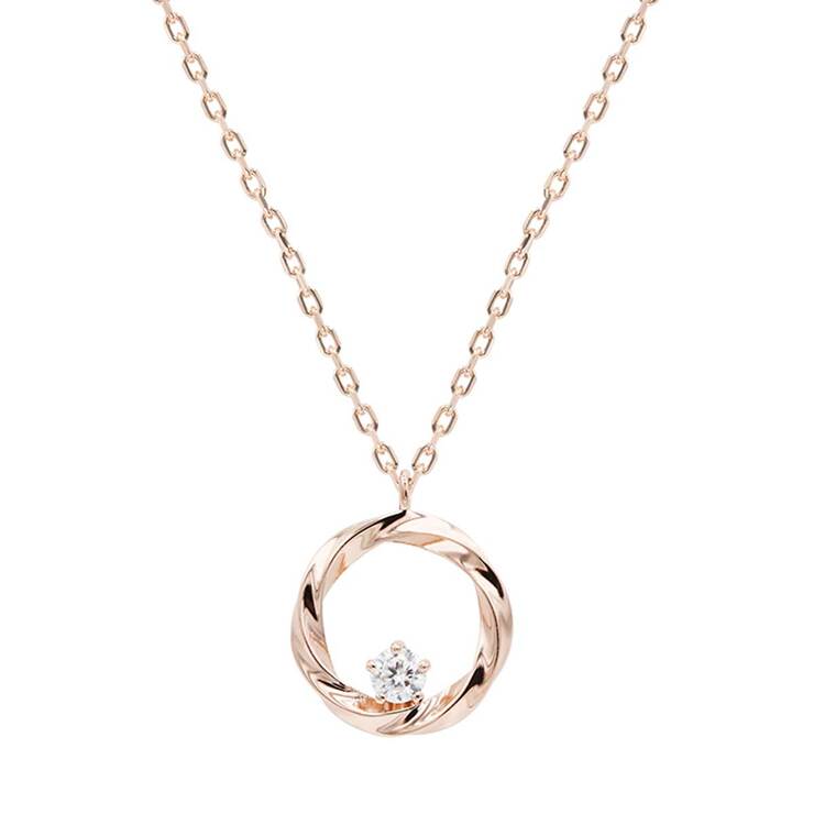 클라베드제이 14K 골드 0.10ct 다이아몬드 목걸이 인피닛 - 로즈골드