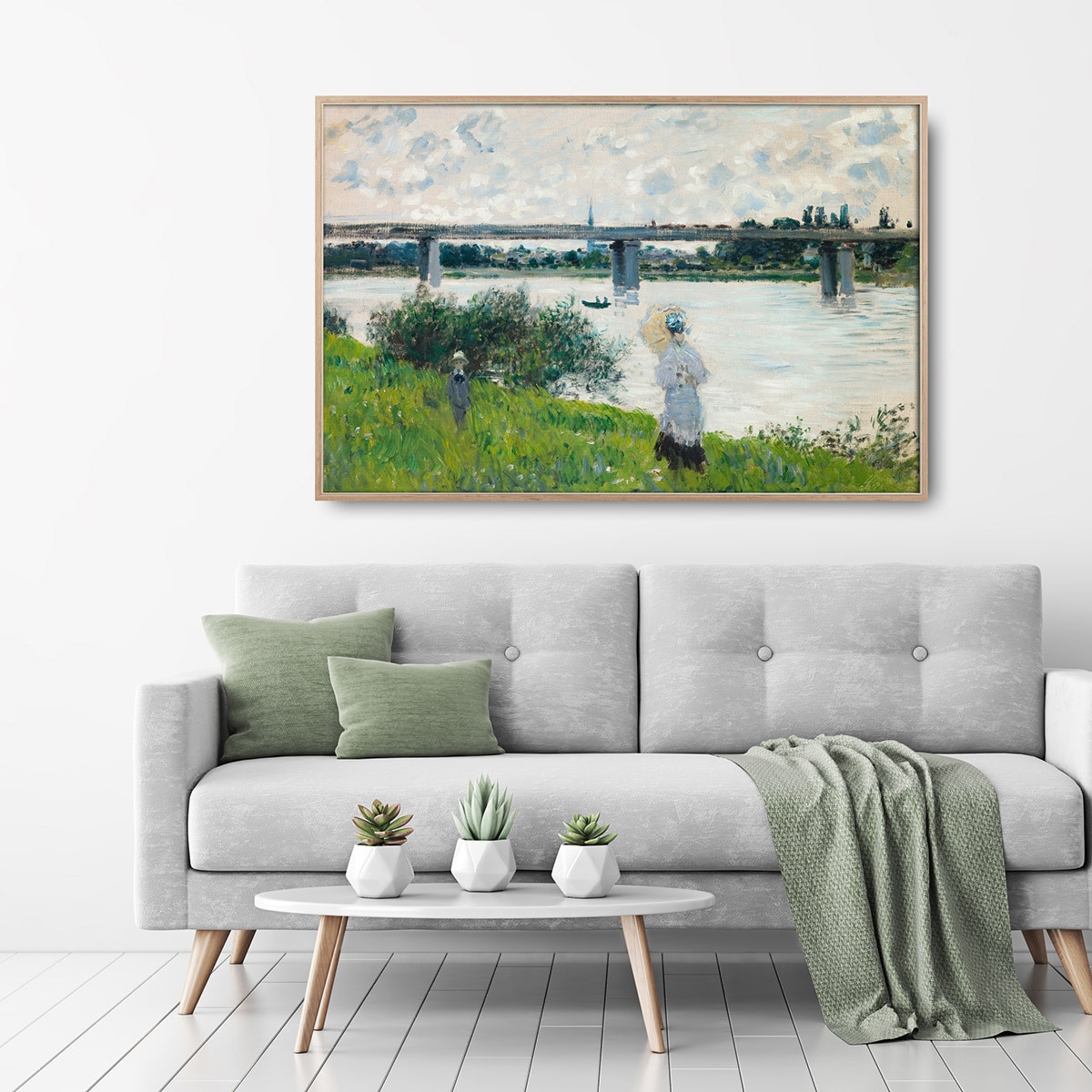 지클레 그림 액자 91x61cm - 모네, 아르장퇴유 다리가 있는 산책로