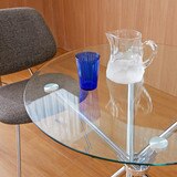 리비니아 크롬 원형 유리 테이블 세트 - 페브릭