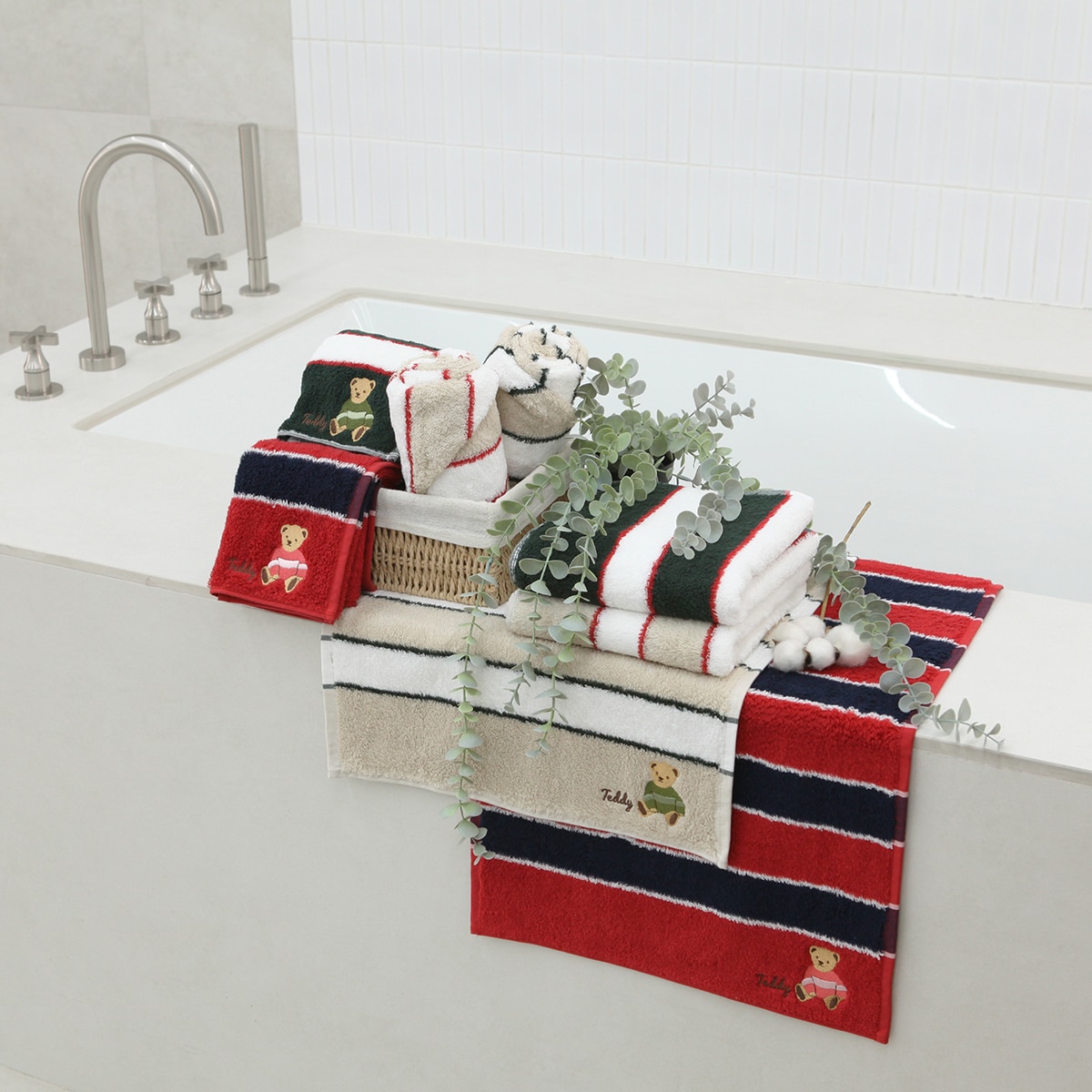 테디베어 선염 세면타월 5P