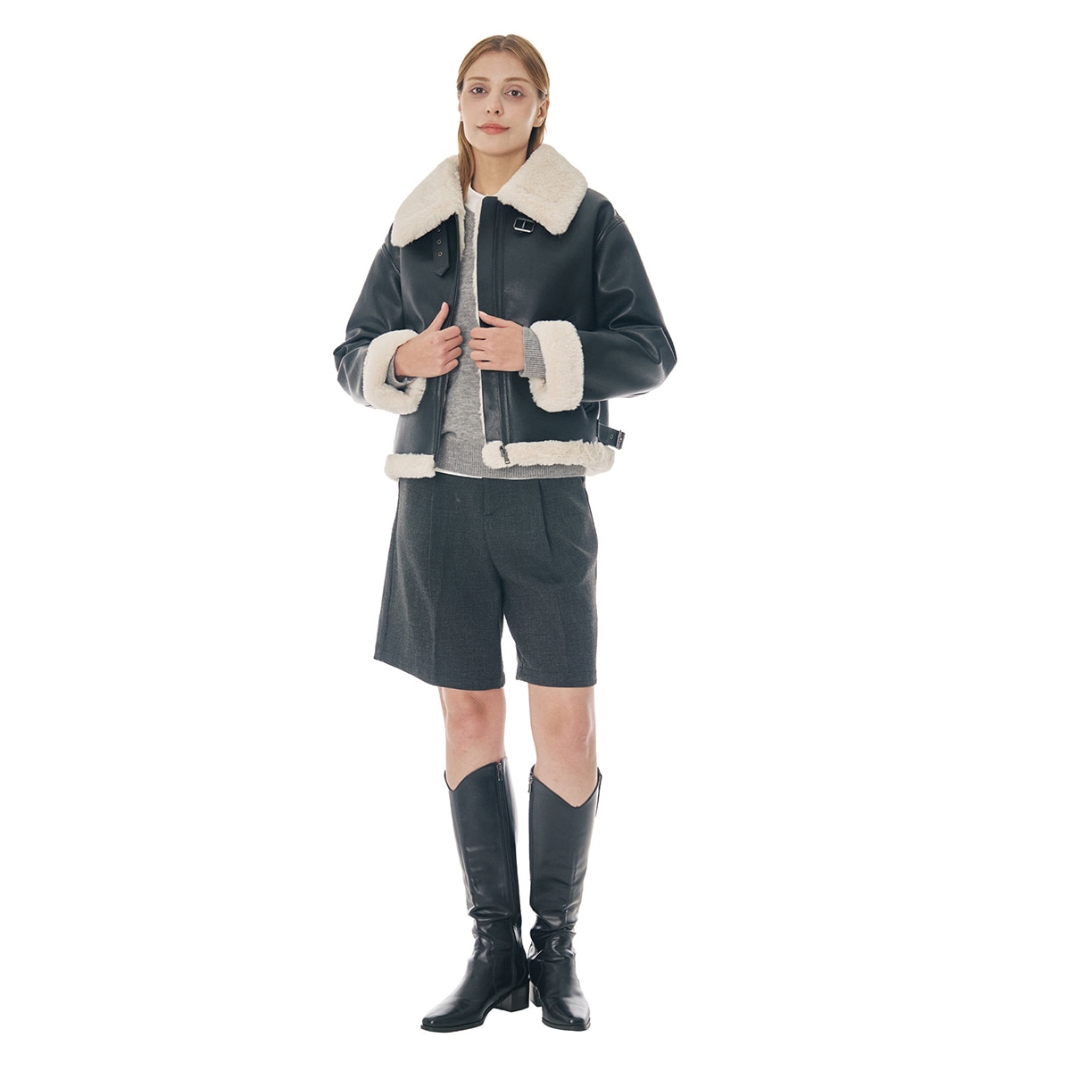 비지트 인 뉴욕 여성 인조퍼 무스탕 비지트 인 뉴욕 여성 인조퍼 무스탕