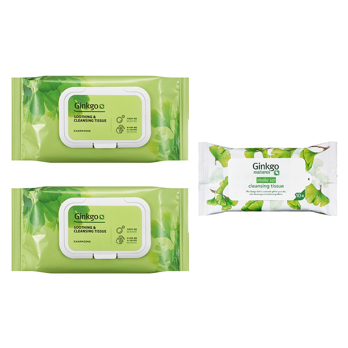 참존 징코 수딩 클렌징티슈 70ct X 2+휴대용 10ct X 1ea